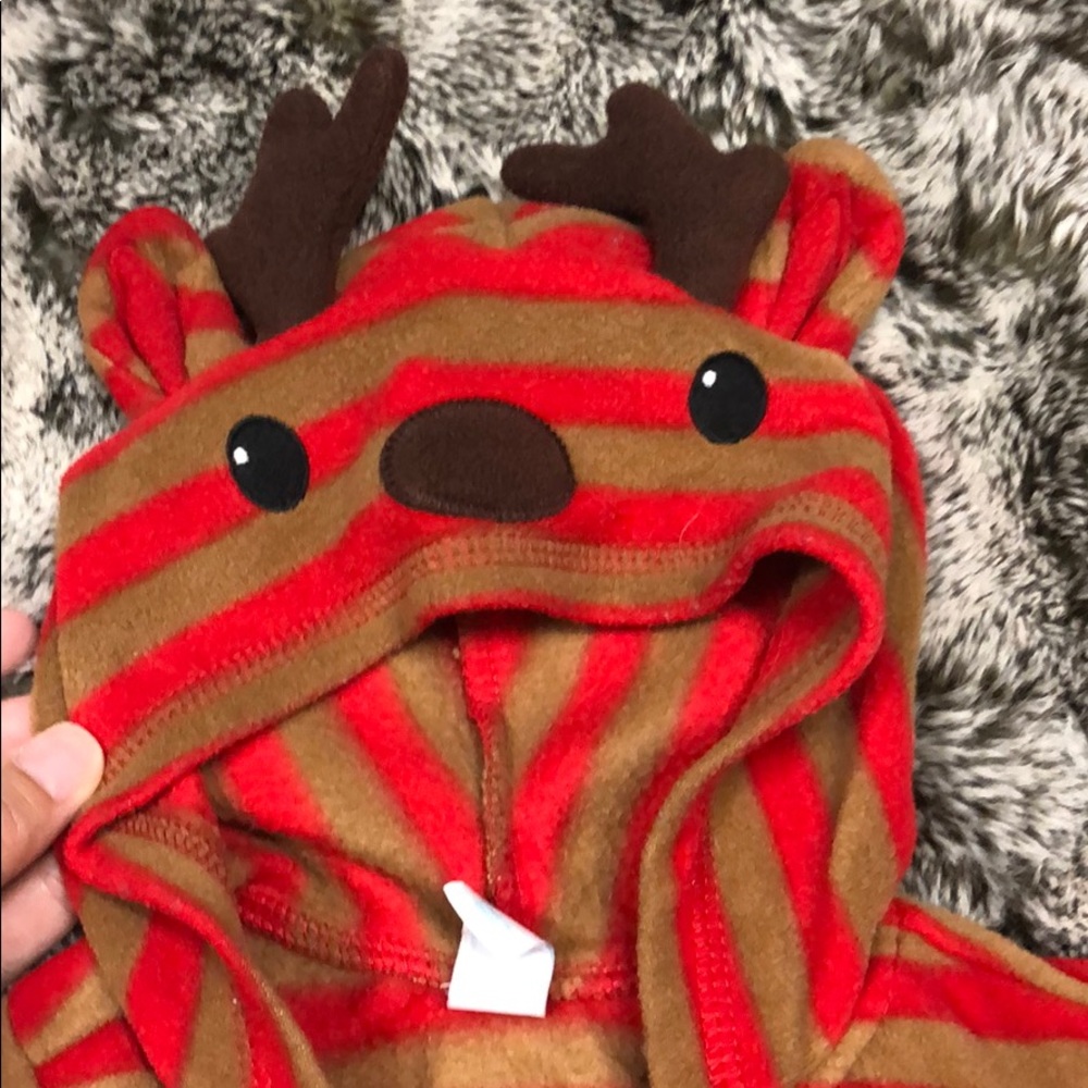 Reindeer baby boy fleece hoodie/jacket sz 6-12MO